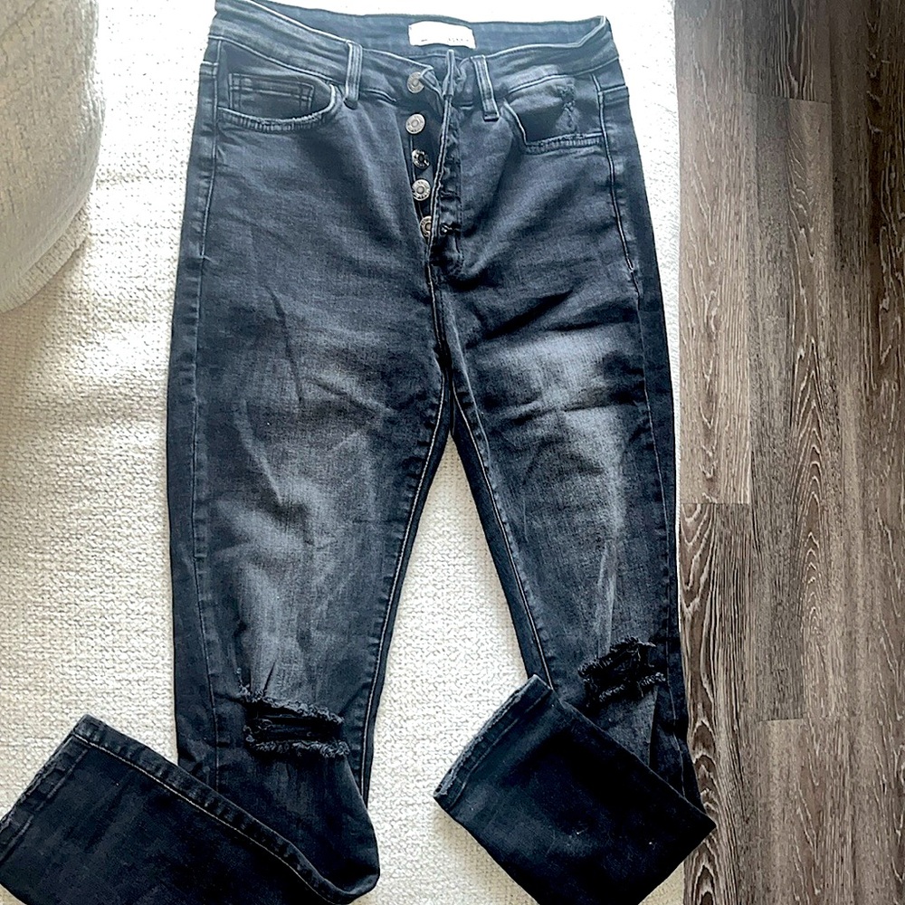 Size 28 Vermet Skinny Jeans with Button Detail